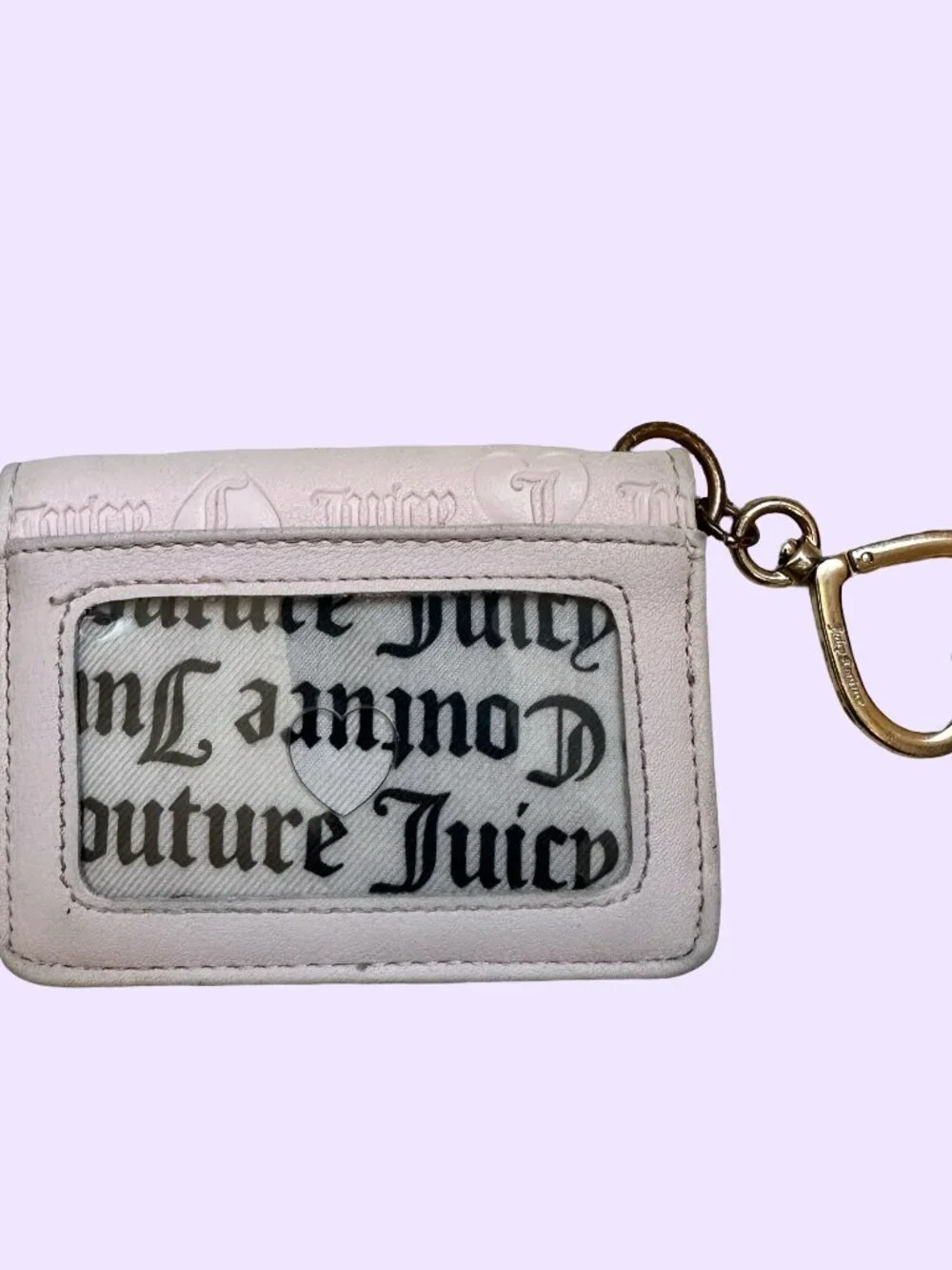 Y2K Juicy Couture Upgrade U Card Case Wallet Powder Pink Blush Heart Keyring